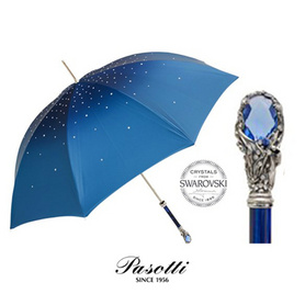 意大利进口Pasotti手工晴雨伞蓝色满天星款施华洛世奇水晶礼品