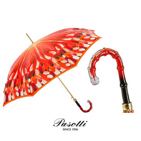 意大利进口Pasotti手工雨伞红色笔刷款竹节女士伞印象派礼品