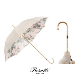 意大利进口Pasotti手工雨伞白色花卉象牙款女士伞葩莎帝礼品