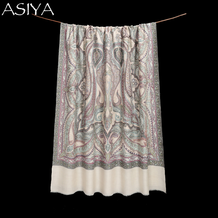 【待春中】阿夕婭ASIYA克什米爾雪山羊絨手工刺繡披肩Kalamkari