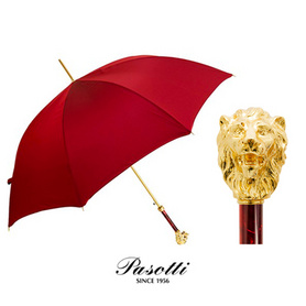 Pasotti意大利手工晴雨伞红色金狮自动长柄婚伞遮阳伞防紫外线
