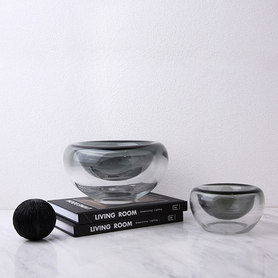 简约现代灰色玻璃碗摆件