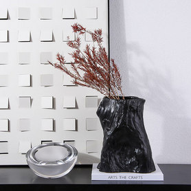 现代简约黑白陶瓷树根花瓶花器