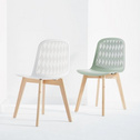 新款木制腿塑料餐椅