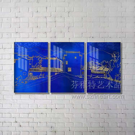 中国蓝装置画