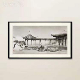 雪下庭院装置画