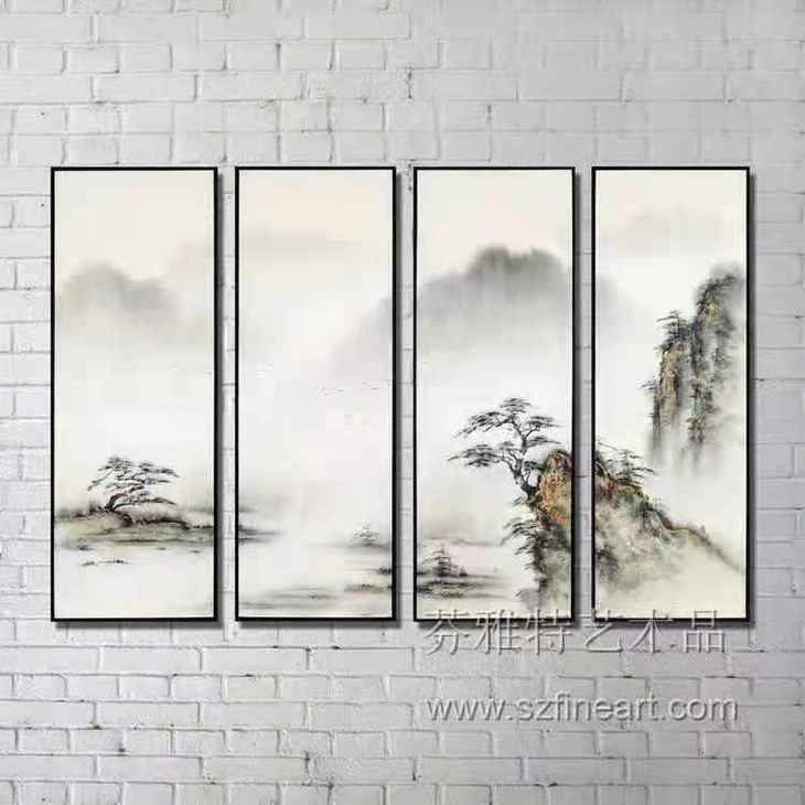 青松翠柏流水裝置畫