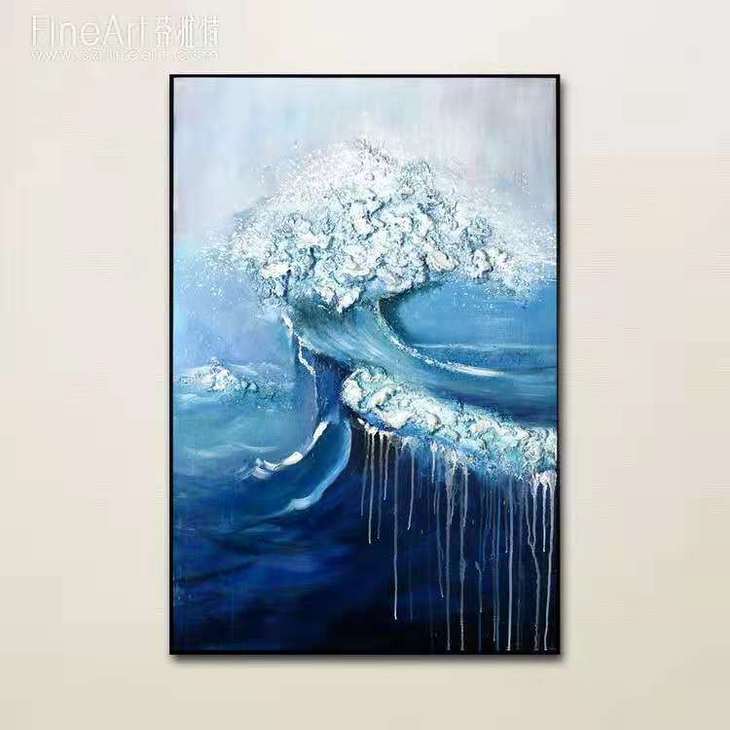 惊涛拍岸装置画