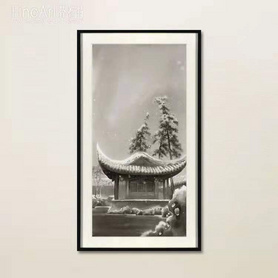庭院雪景装置画