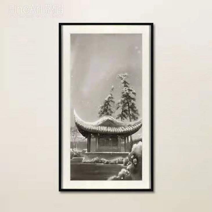 庭院雪景装置画