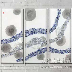 青花水墨装置画