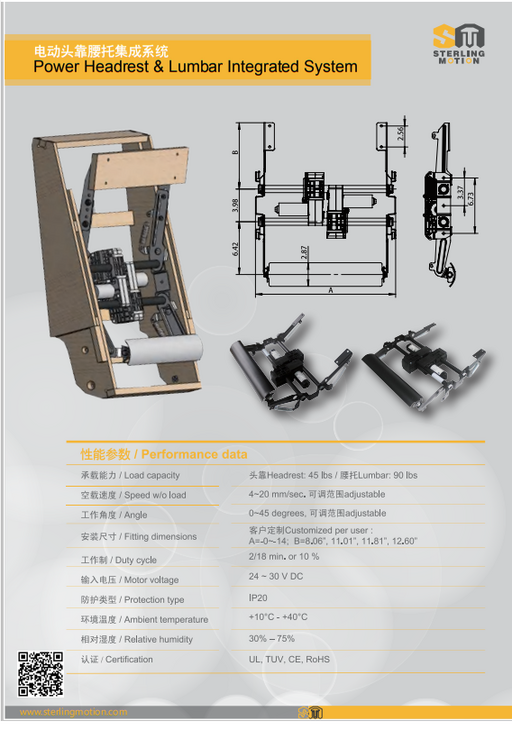 电动头靠腰托集成系统（Power Headrest & Lumbar Integrated System）