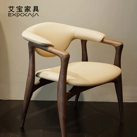 艾宝家具黑胡桃实木餐椅新中式扶手椅
