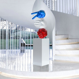 酒店大堂摆件定制抽象手势工艺品售楼处接待大厅大型透明树脂雕塑