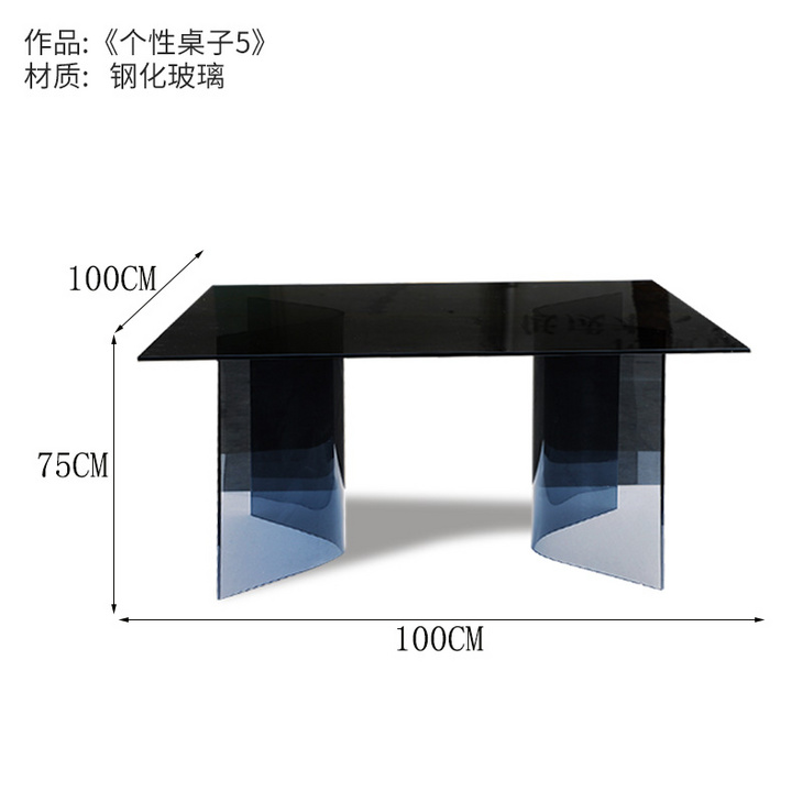 商场专卖店接待室个性钢化玻璃茶几设计师款酒店售楼处装饰品桌子