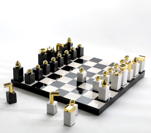 北欧国际象棋摆件 黑白木质钢琴烤漆工艺加锌合金棋盘工艺品摆件
