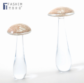 简约现代透明玻璃创意蘑菇摆件样板房售楼处客厅玄关桌面茶几摆设
