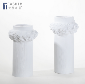 简约软装家居装饰插干花花器桌面摆件创意抽象文艺纯白色树脂花瓶