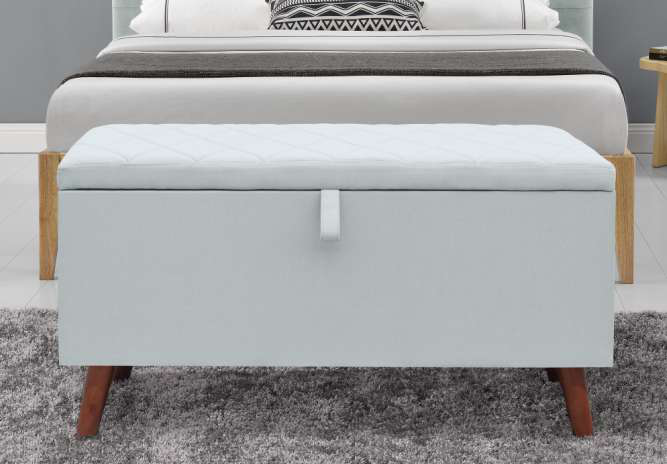 卧室轻奢 现代简约 白色床尾收纳箱凳