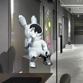 售楼处摆件人物卡通太空兔宇航员雕塑3d打印光敏树脂客厅软装饰品
