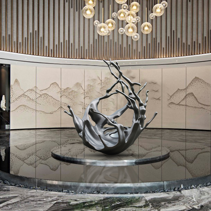 售楼处玻璃钢雕塑定制浪花商业酒店大堂摆件大型落地项目软装饰品