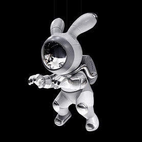 太空兔宇航员雕塑挂件商场中庭空中吊饰天花板房屋顶部装饰品悬挂