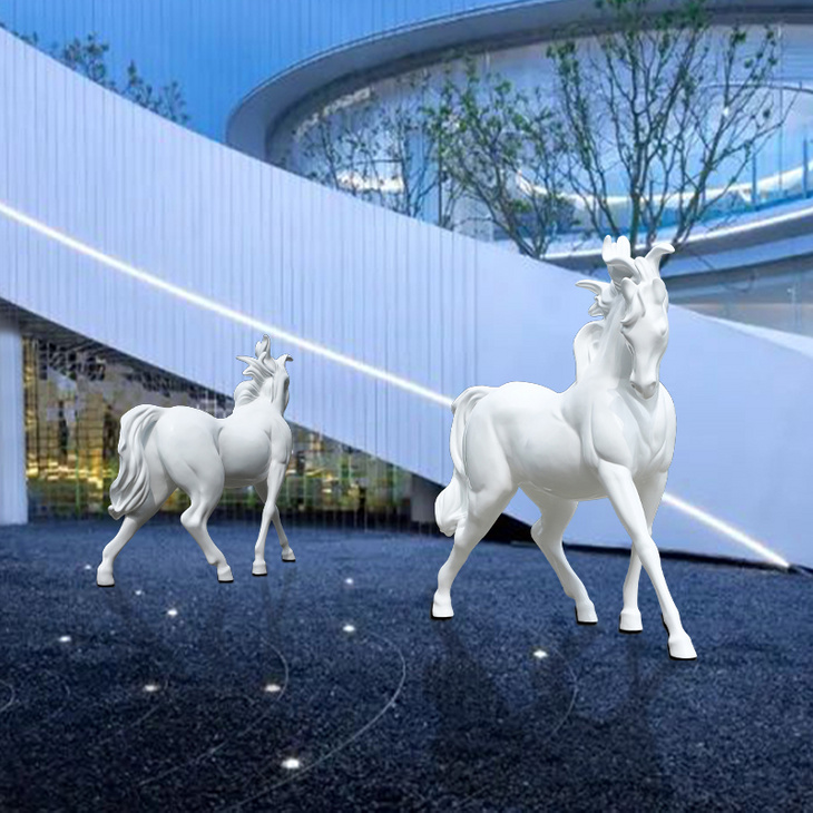 商业酒店大堂摆件大型落地玻璃钢雕塑马售楼处项目定制装饰工艺品