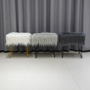 Wholesale Cheap Living Room Bedroom Furniture Nordic Modern White Faux Fur Stool