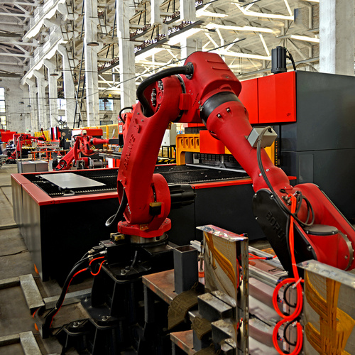 Automatic bending and welding production line for side of metal cabinet