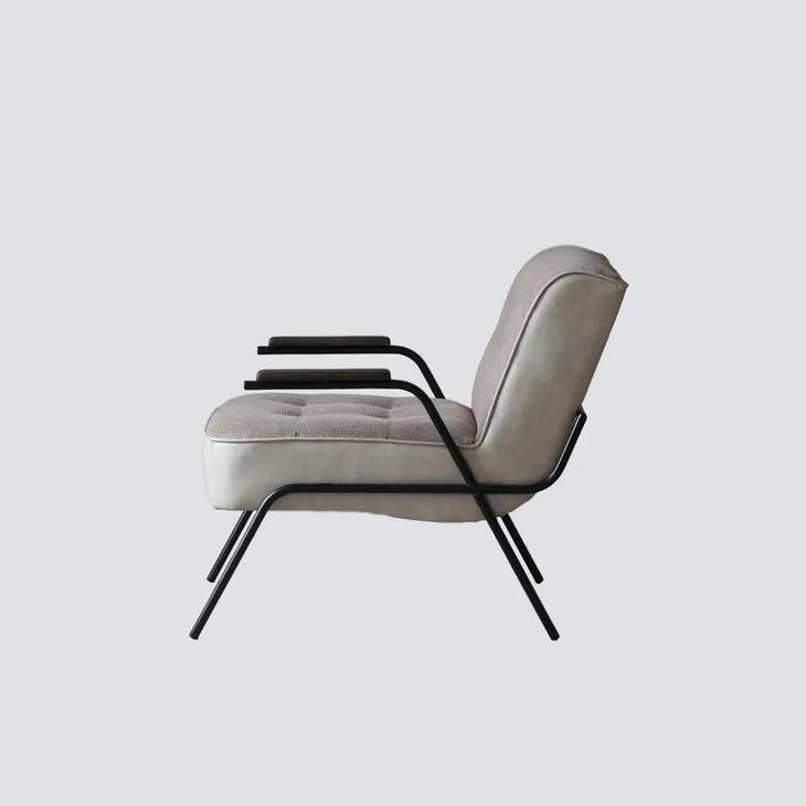 软包布艺PU拼接金属扶手椅单人沙发休闲椅NSAC-3200