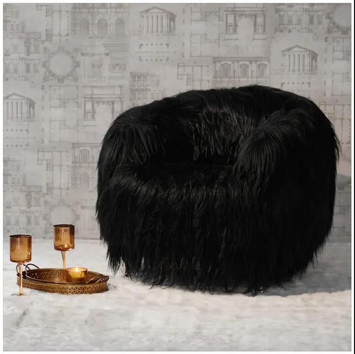 NS家居 ns furniture 软包长羊毛款休闲沙发NSCC-2248-C1 KD*Goat fur-black