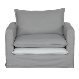 软包布艺棉麻活套可拆拼色单人沙发NSSF-5406-20