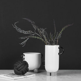 简约现代黑白陶瓷花器创意插花花瓶