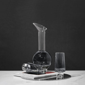 简约现代烟灰色透明玻璃酒具摆件