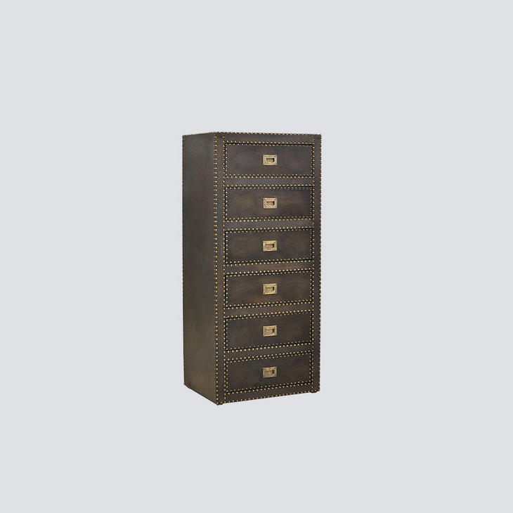 进口实木真皮边柜NSCB-Sheppard Cabinet 6 Drawers