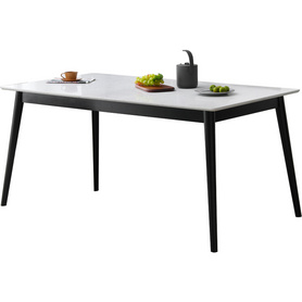 源氏木语实木餐桌简约小户型家用长方形桌子意式黑色大理石饭桌X159R01 餐桌