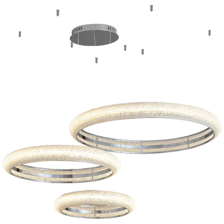 客厅灯现代简约轻奢创意水晶吊灯极简圆环餐厅卧室灯2021年新款