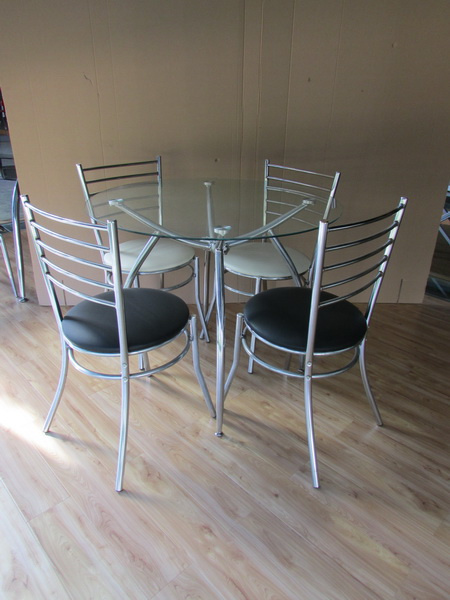 现代简约 餐厅家具 餐桌椅套装 1圆桌+4椅