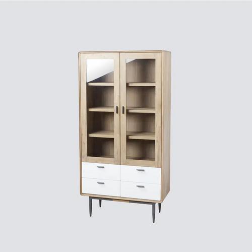 进口实木玻璃书柜置物柜展示柜NSCB-ALB WHT L03-100L03-60