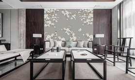 新中式花鸟墙纸客厅餐厅创意定制现代简约