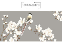 新中式花鳥墻紙客廳餐廳創(chuàng)意定制現(xiàn)代簡約
