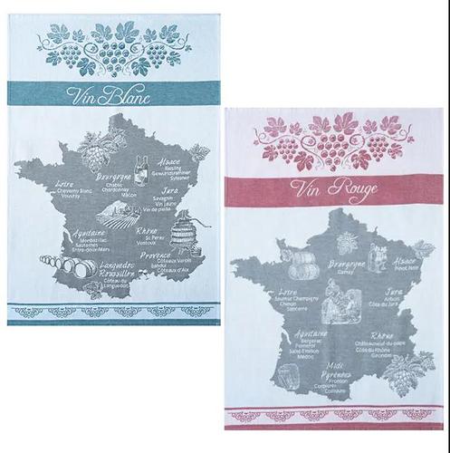 法国家纺COUCKE蔻合厨房用巾餐巾茶巾酒文化系列酒类产区NSDE-Tea Towel-Vin Blanc/NSDE-Tea Towel-Vin Rouge