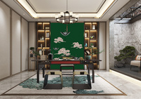 現(xiàn)代簡(jiǎn)約仙鶴祥云墻紙客廳餐廳創(chuàng)意定制