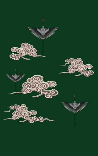 現(xiàn)代簡(jiǎn)約仙鶴祥云墻紙客廳餐廳創(chuàng)意定制