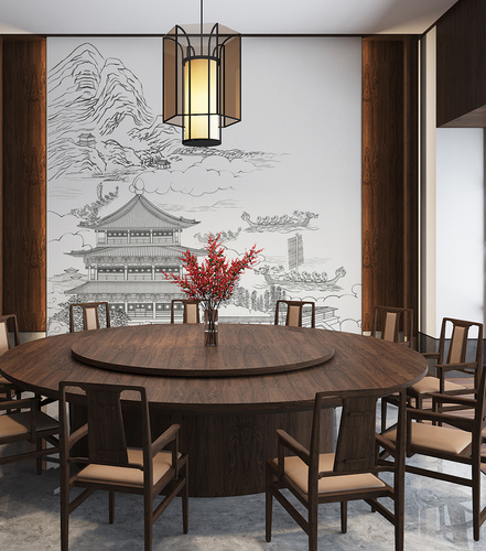 現(xiàn)代簡(jiǎn)約建筑墻紙客廳餐廳創(chuàng)意定制
