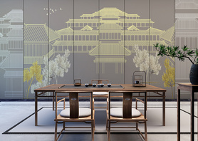 现代简约建筑屏风客厅餐厅创意定制