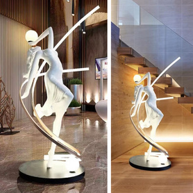 创意人形艺术雕塑落地灯设计师商场会所售楼部舞蹈女神摆件立灯