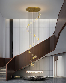 后现代简约餐厅水晶吊灯北欧饭厅客厅创意别墅复式楼梯间旋转灯具