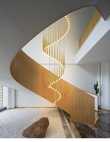 复式长吊灯楼梯创意个性旋转北欧客厅现代简约大气别墅餐厅灯具