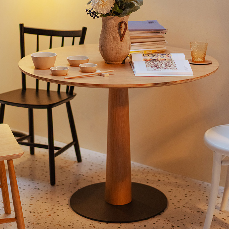 实木圆餐桌小户型客厅现代简约餐厅白橡木天尺设计师饭桌北欧圆桌